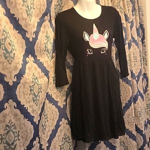 Black unicorn dress for girls